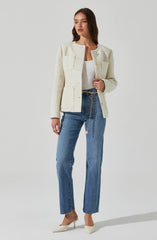 Sarae Collarless Tweed Jacket