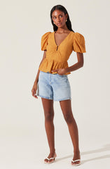 Mylah Puff Sleeve Peplum Top