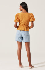 Mylah Puff Sleeve Peplum Top