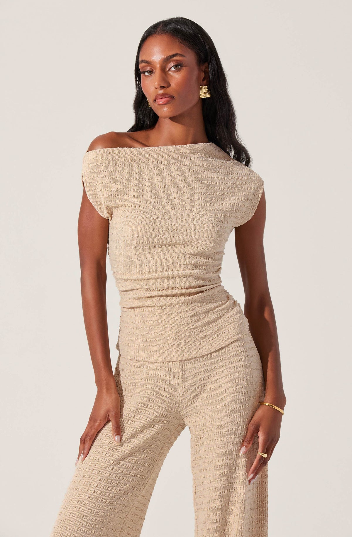 Keir One shoulder Textured Top