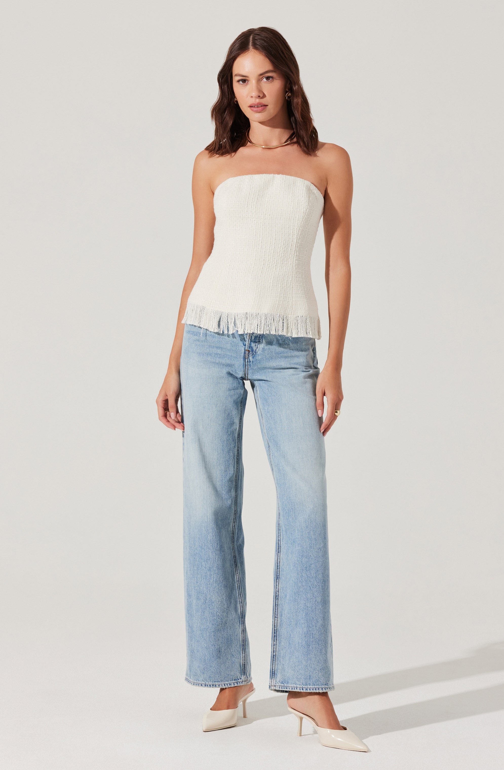Lorene Tweed Strapless Top