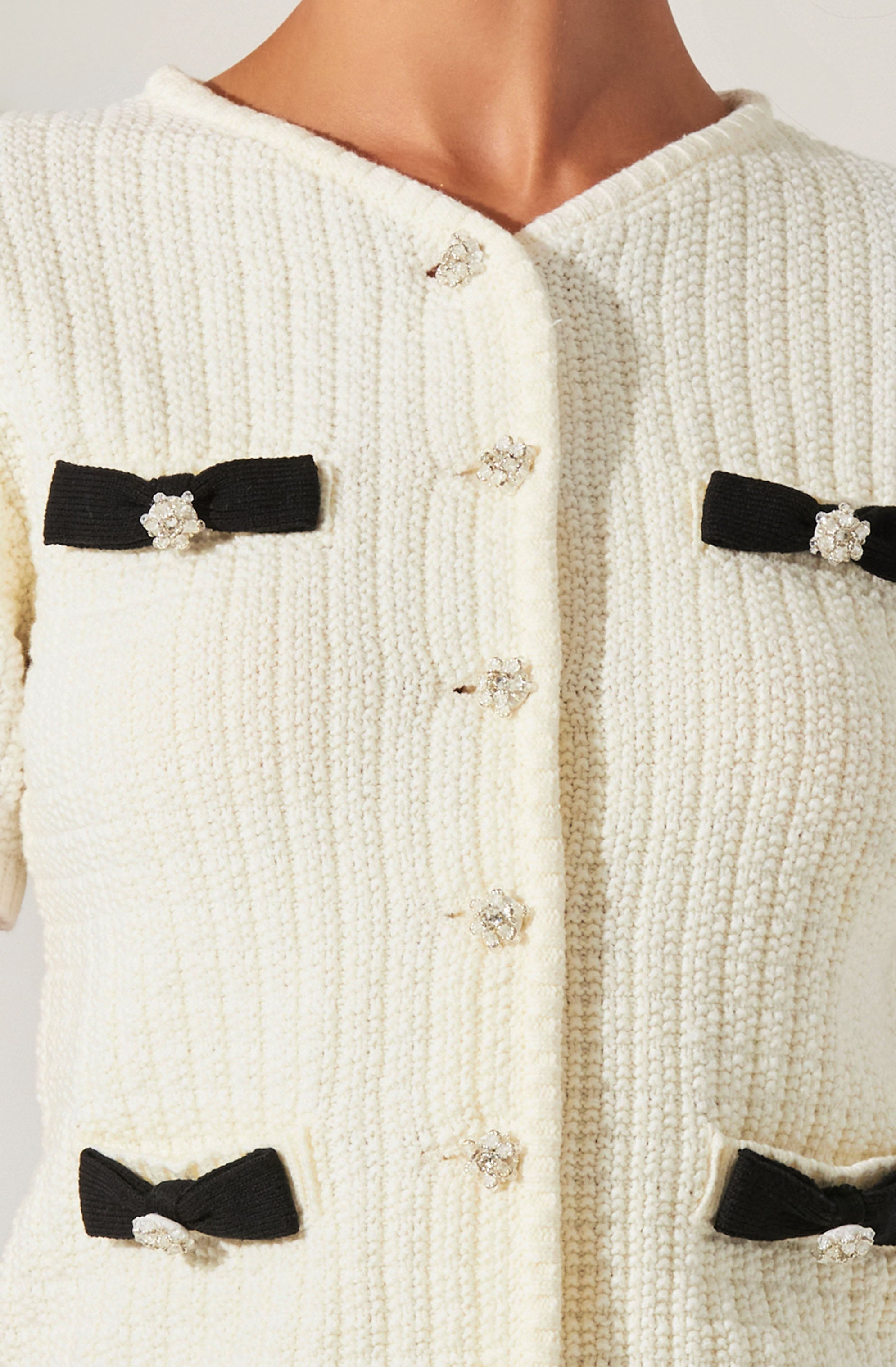 Averie Contrast Bow Cardigan