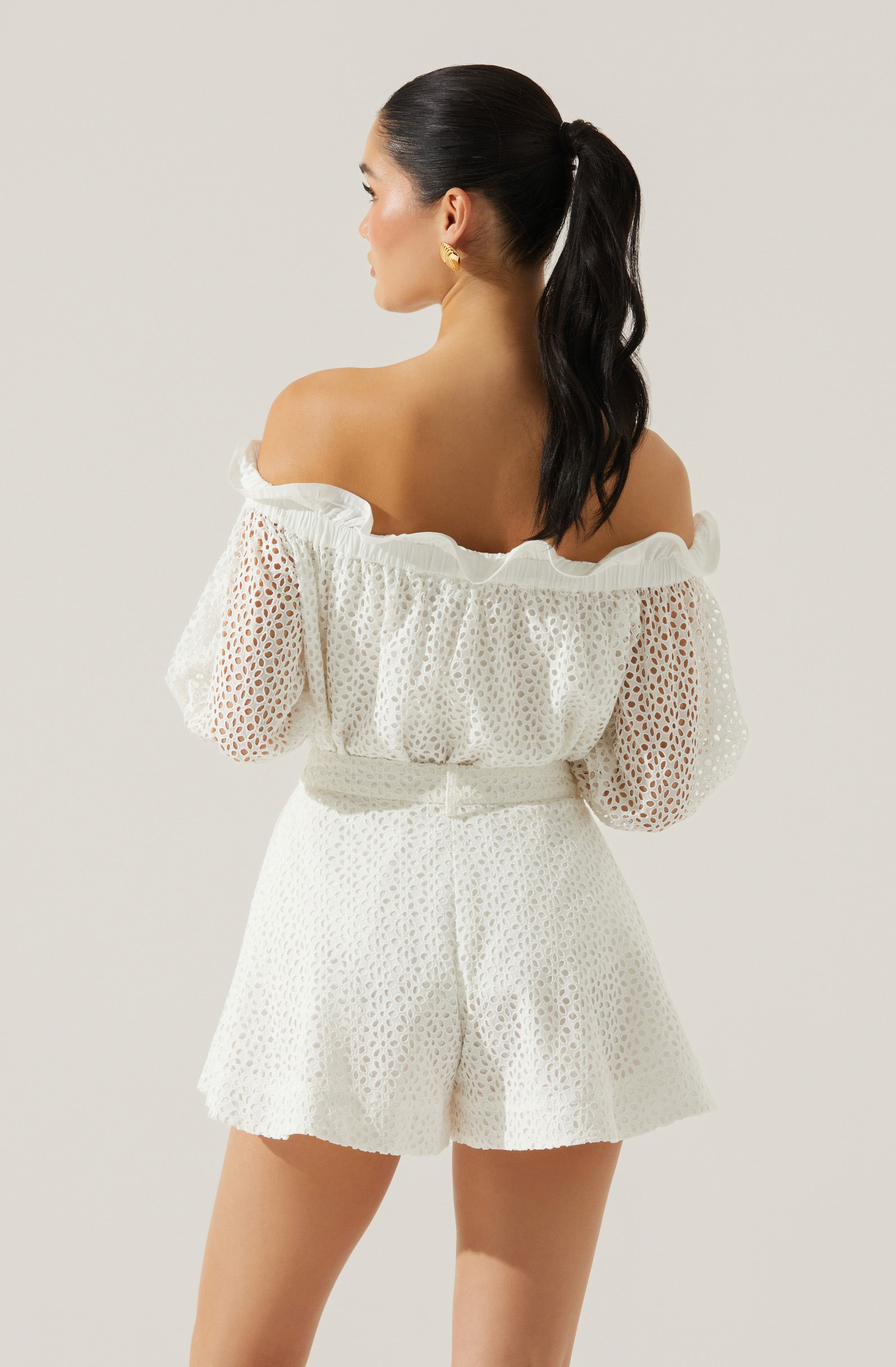 Brissa Eyelet Off Shoulder Top
