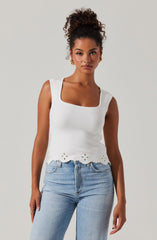 Ellamay Embroidered Trim Sweater Top