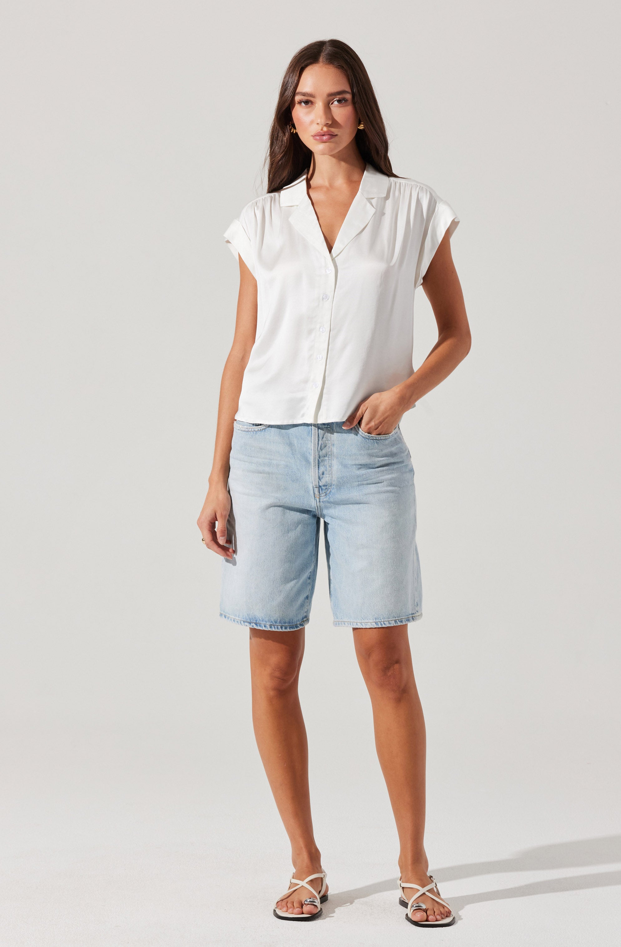 Callen Satin Button Up Top
