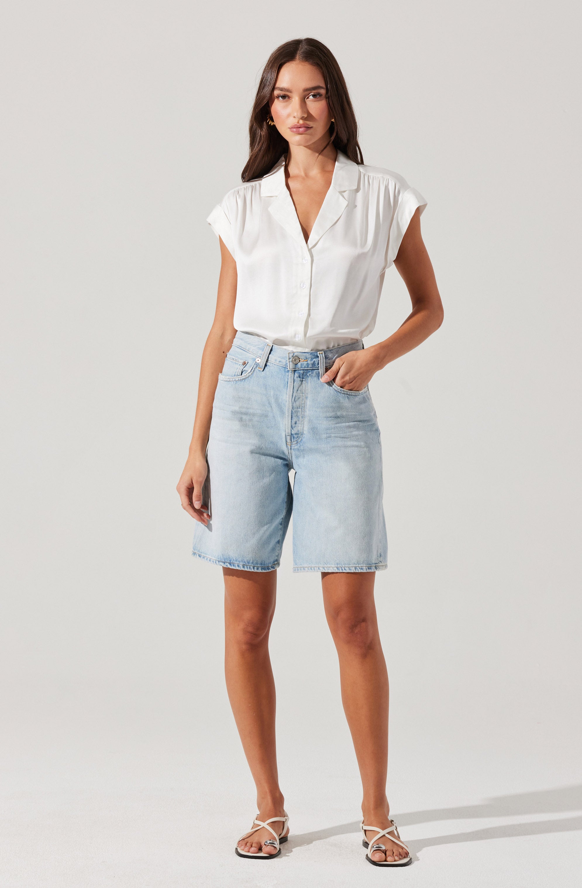 Callen Satin Button Up Top