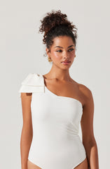 Jalessa One Shoulder Bow Bodysuit