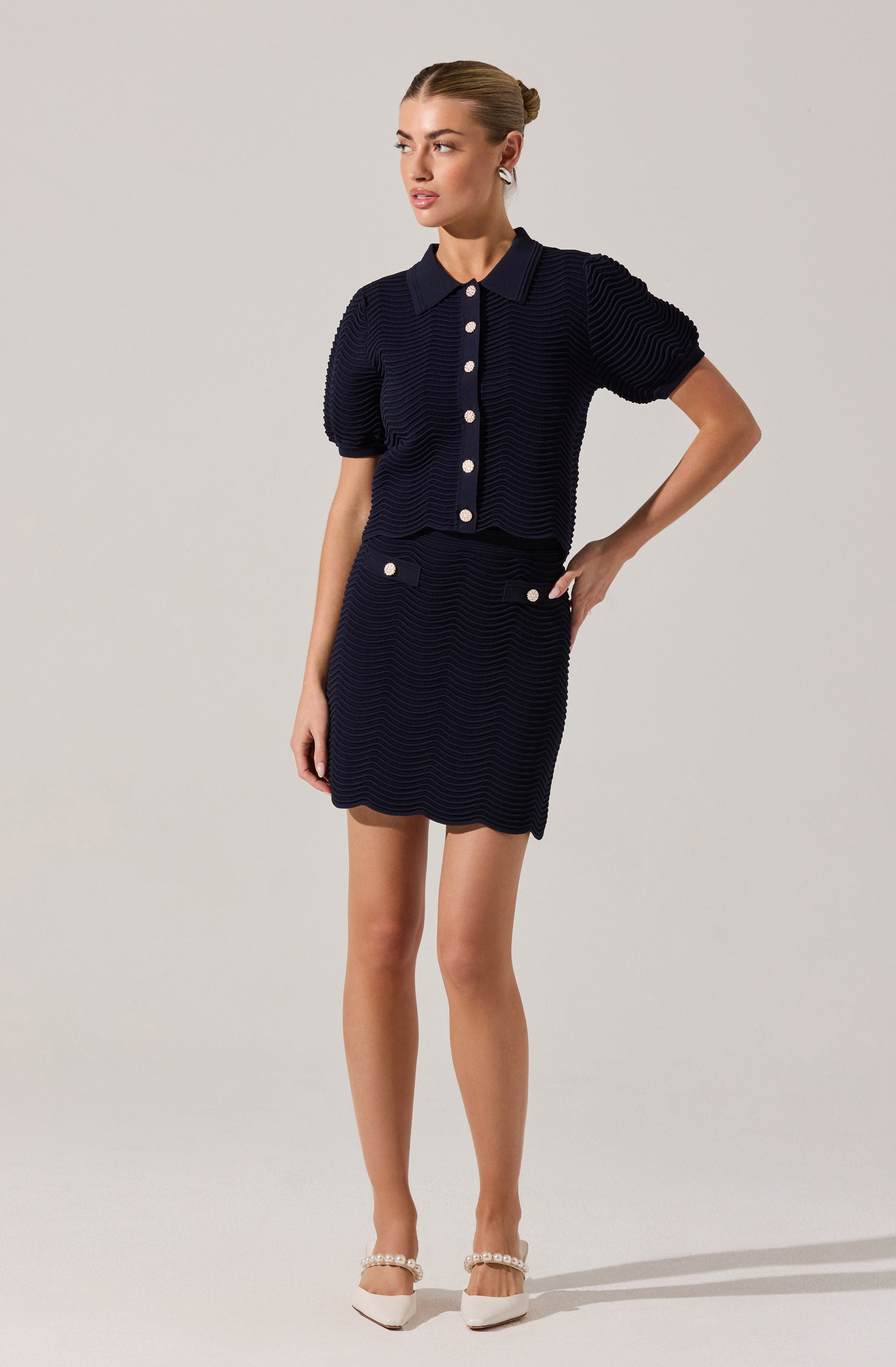 Perrine Scalloped Short Sleeve Cardigan