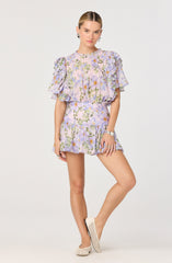 Kinley Floral Flutter Sleeve Ruffle Top