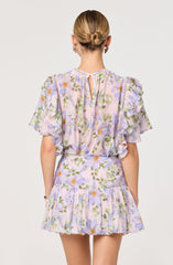 Kinley Floral Flutter Sleeve Ruffle Top