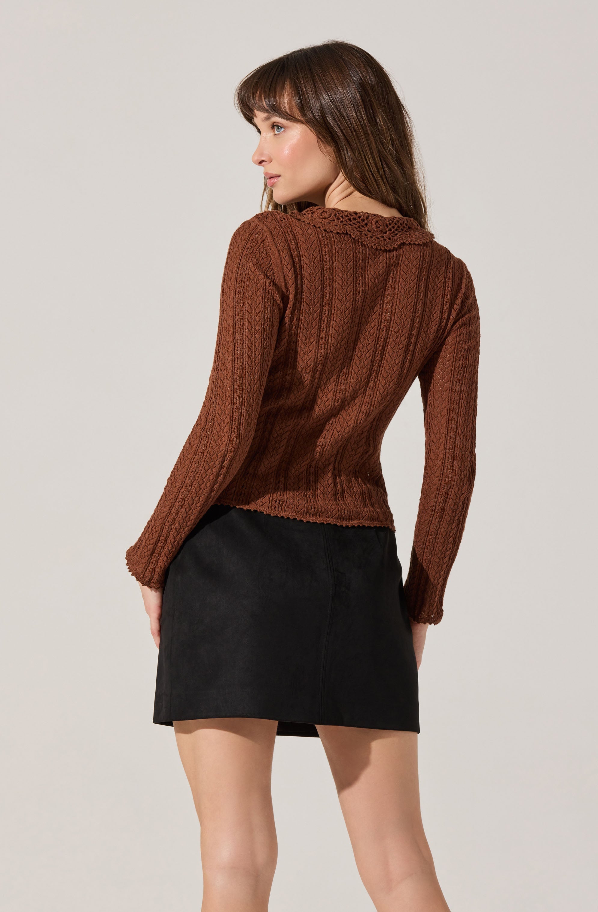 Ottilie Pointelle Crochet Collar Cardigan