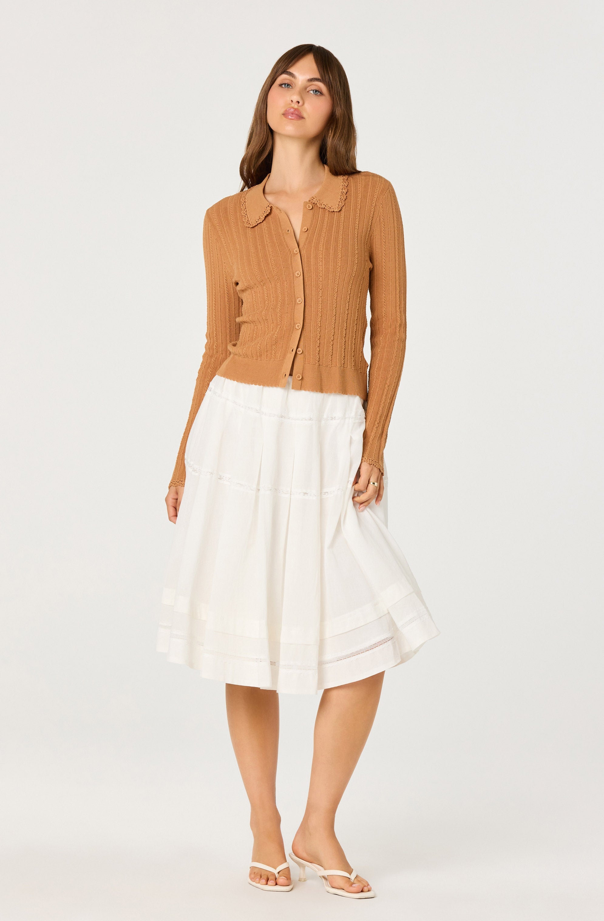Kristen Pointelle Collar Cardigan