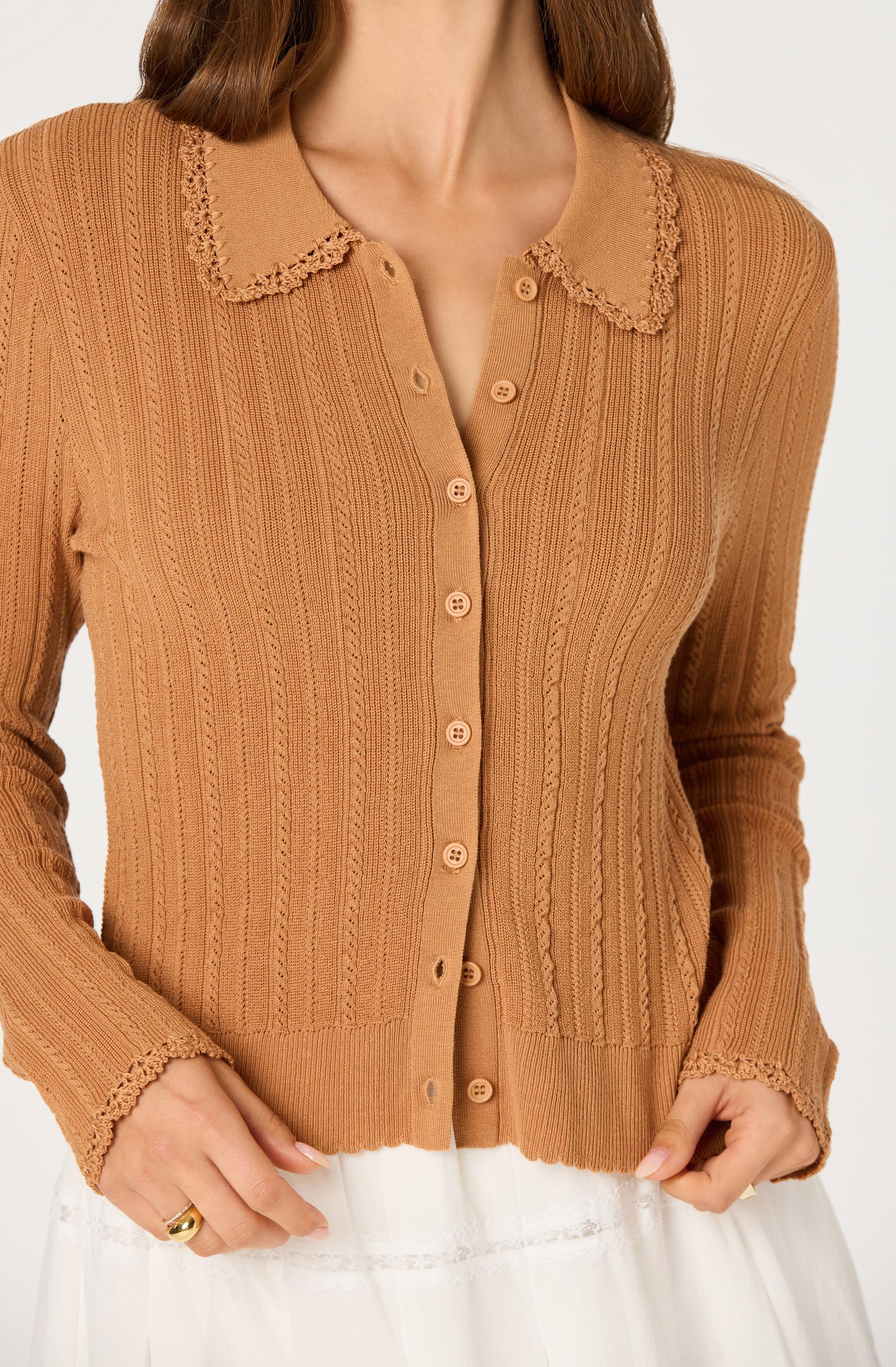 Kristen Pointelle Collar Cardigan