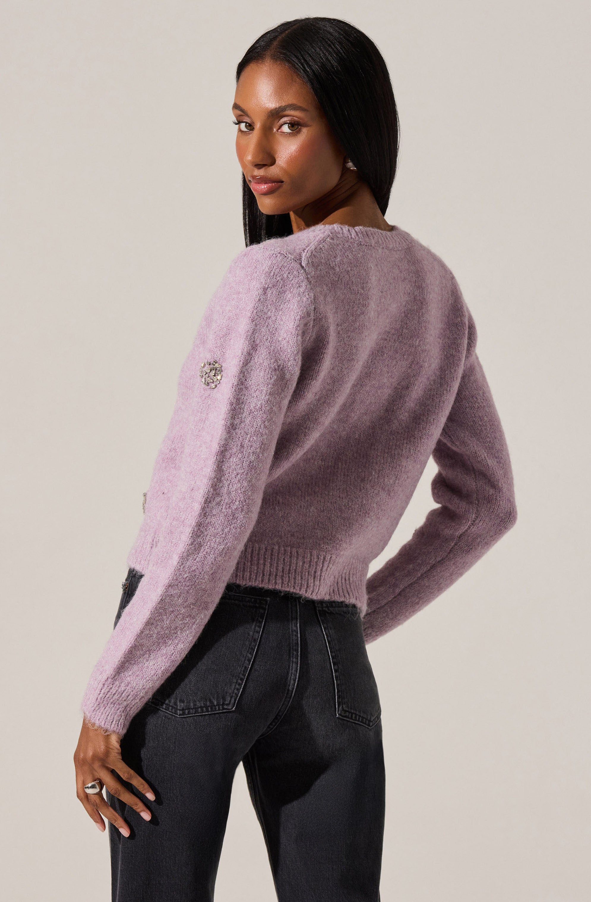 Dorothea Embellished Brushed Knit Cardigan