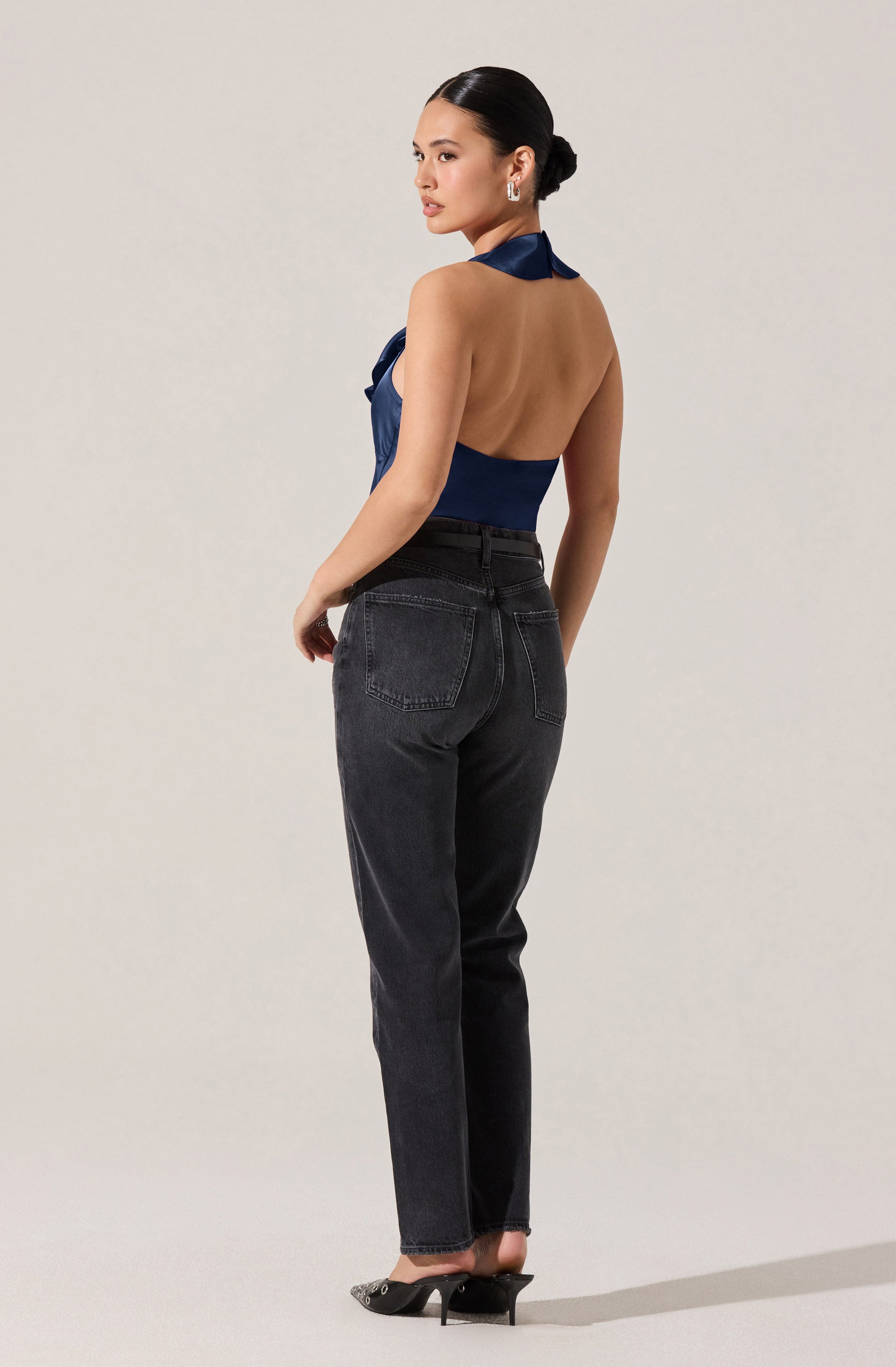 Morrigan Satin Ruffle Halter Top
