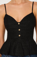 Paislee Tweed Sweetheart Peplum Top