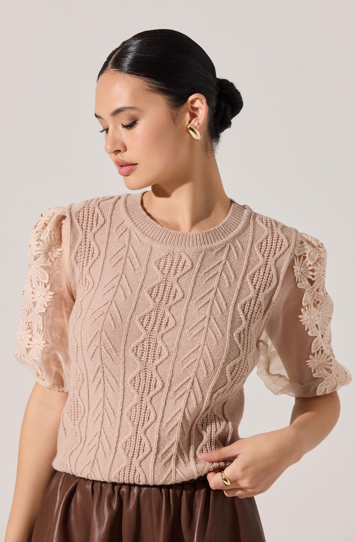 Elize Contrast Cable Knit Sweater