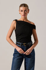 Lindy Textured Off Shoulder Top
