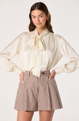 Marbry High Neck Tie Detail Top