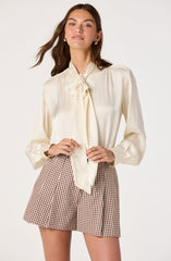 Marbry High Neck Tie Detail Top