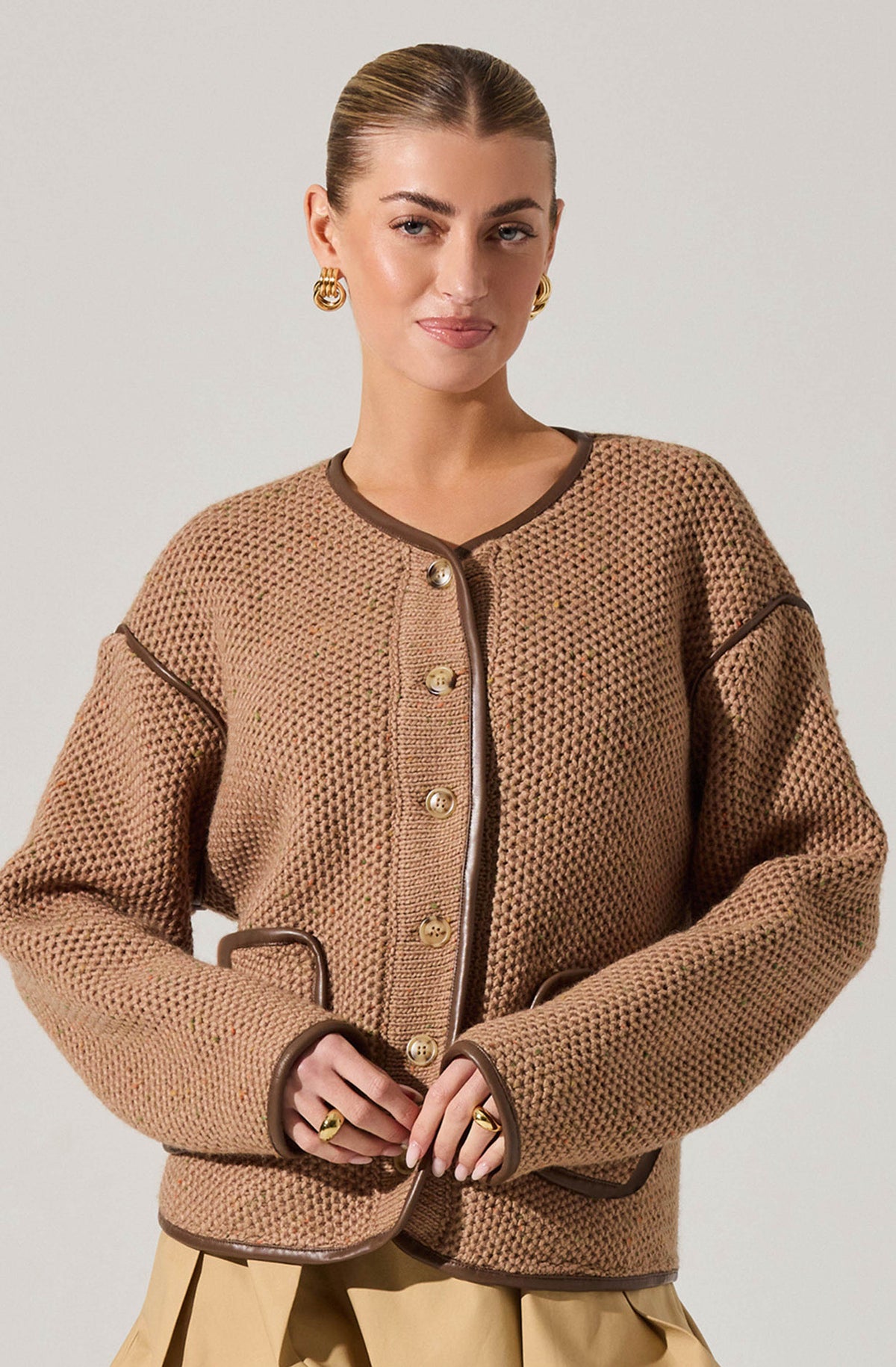 Kembrie Contrast Knit Sweater Jacket