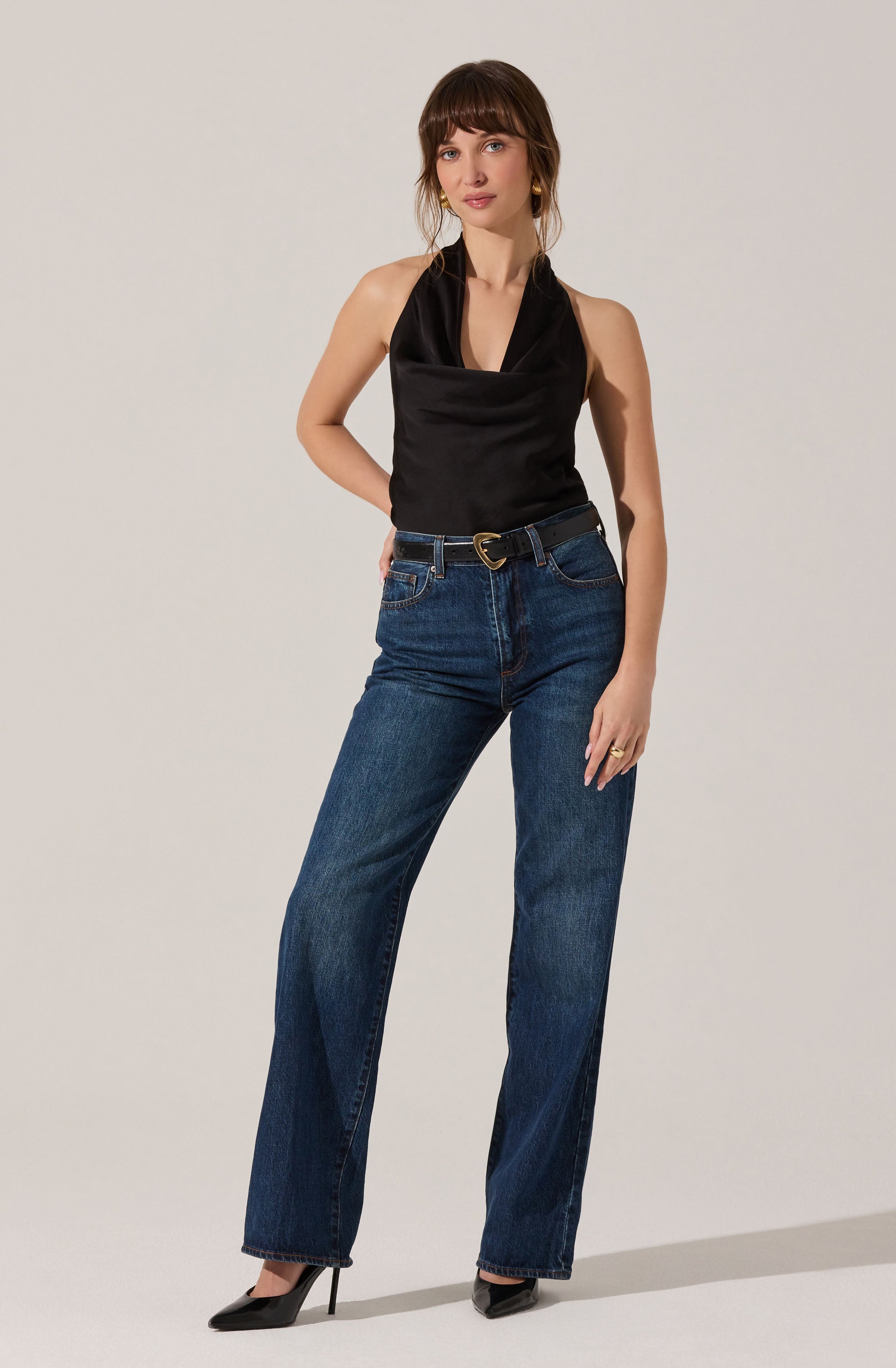 Zelenka Cowl Neck Halter Top