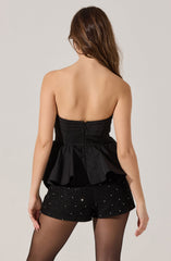 Melia Strapless Pleated Peplum Top