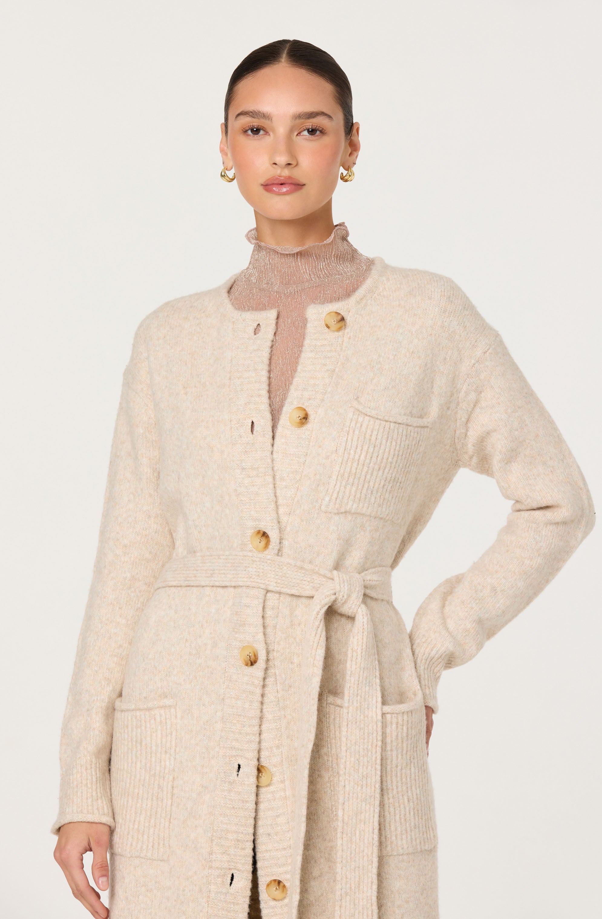 Meris Belted Longline Cardigan