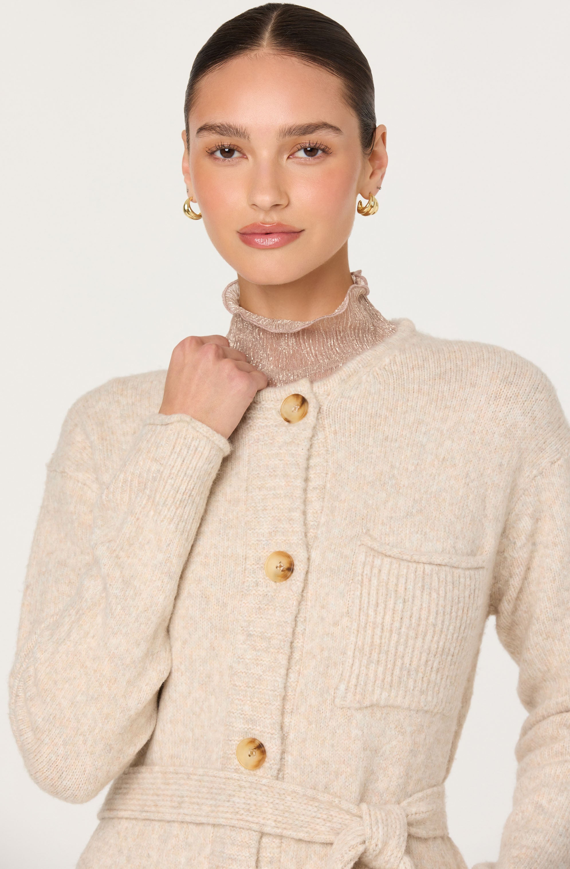 Meris Belted Longline Cardigan