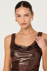 Leanne Metallic Cowl Neck Top