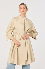 Kaylin Collarless Wrap Trench Coat