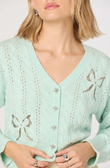 Kalen Cable-Knit Bow Cutout Cardigan