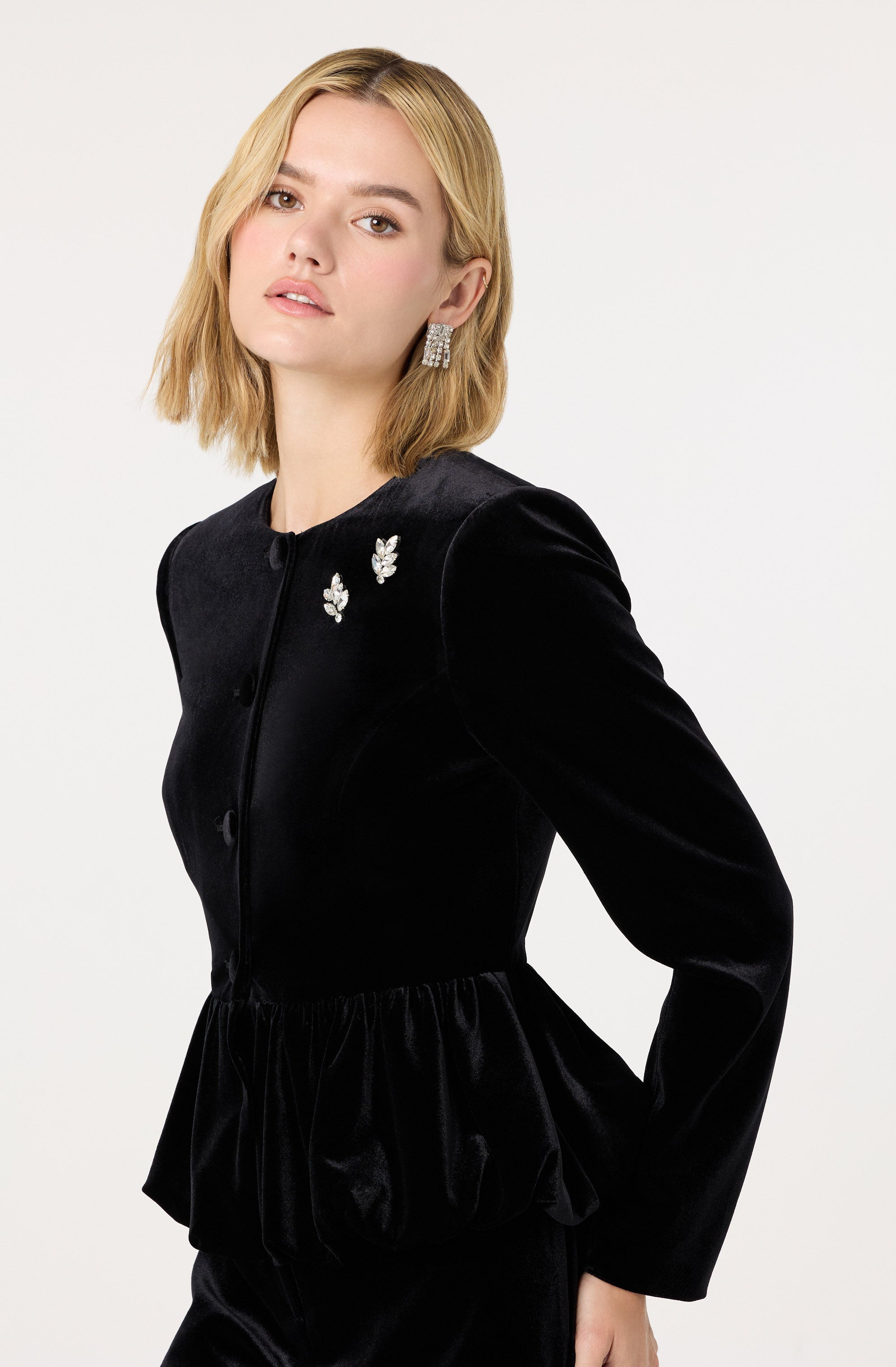 Nicolle Velvet Peplum Jacket