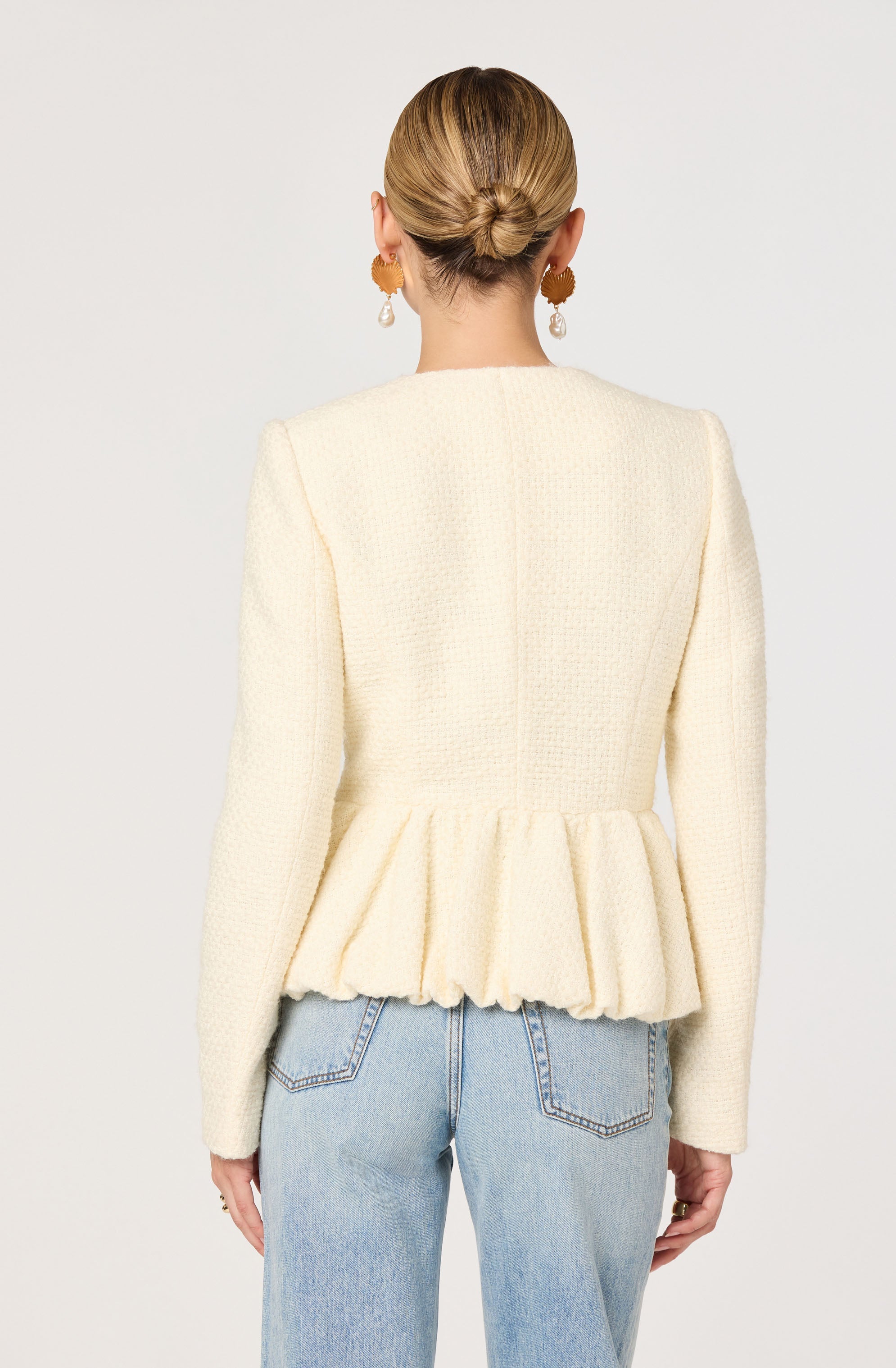 Nicolle Textured Peplum Bubble Hem Lady Jacket