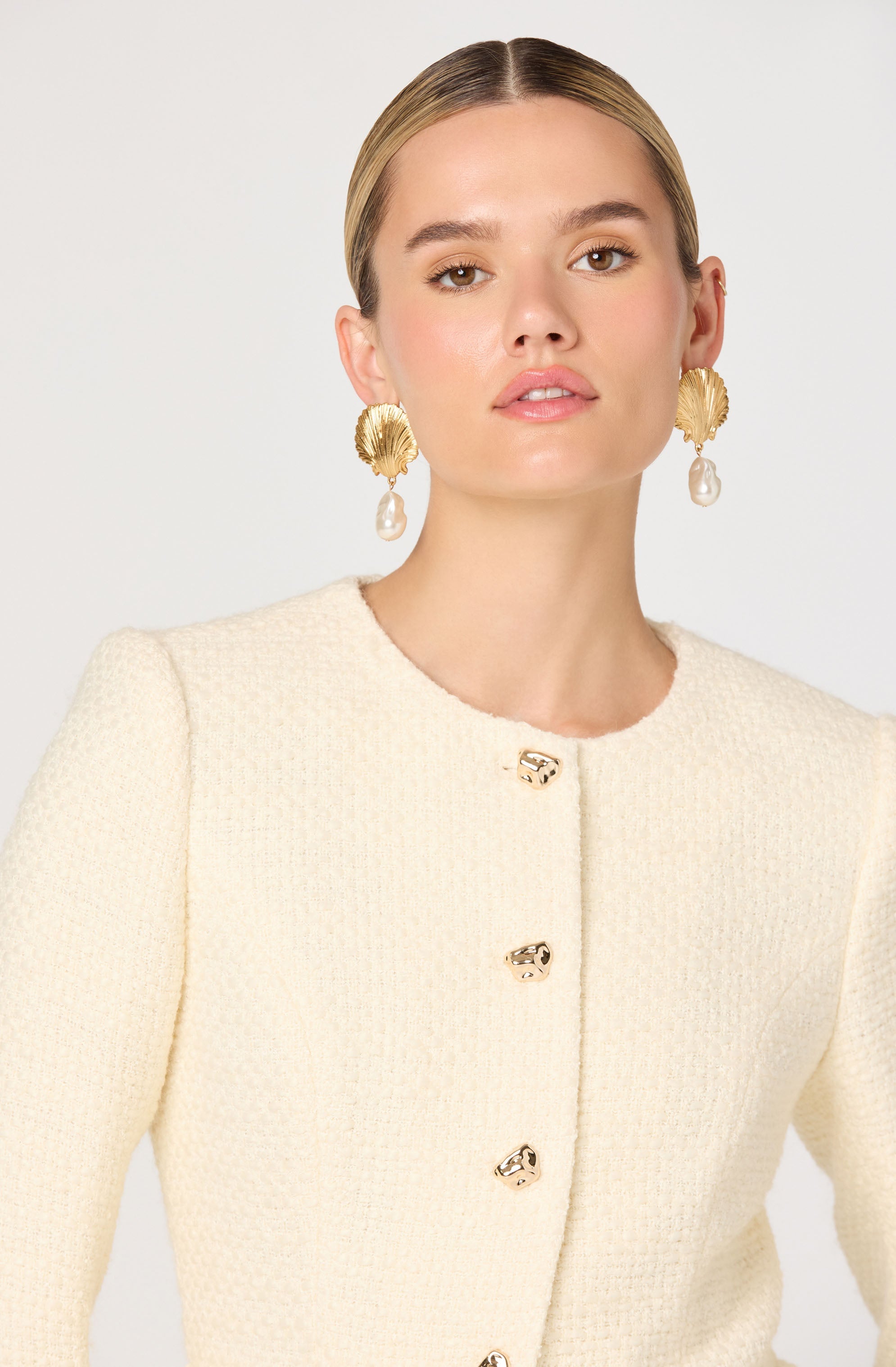 Nicolle Textured Peplum Bubble Hem Lady Jacket