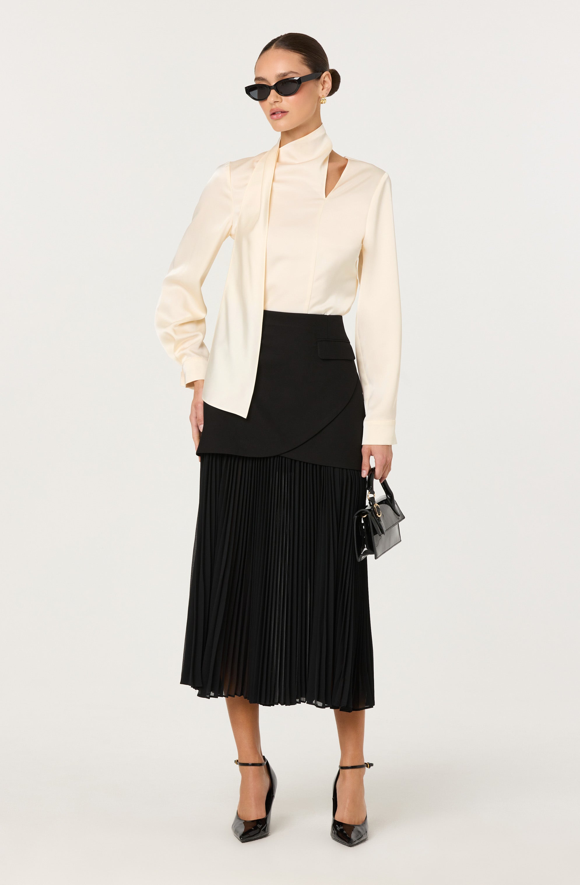 Felisita Satin Cutout Scarf Top