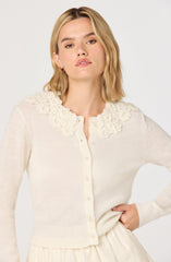 Meadow Floral Appliqué Collar Cardigan