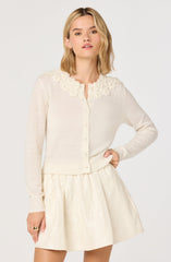 Meadow Floral Appliqué Collar Cardigan