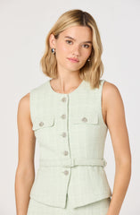 Kelson Sparkly Tweed Belted Vest