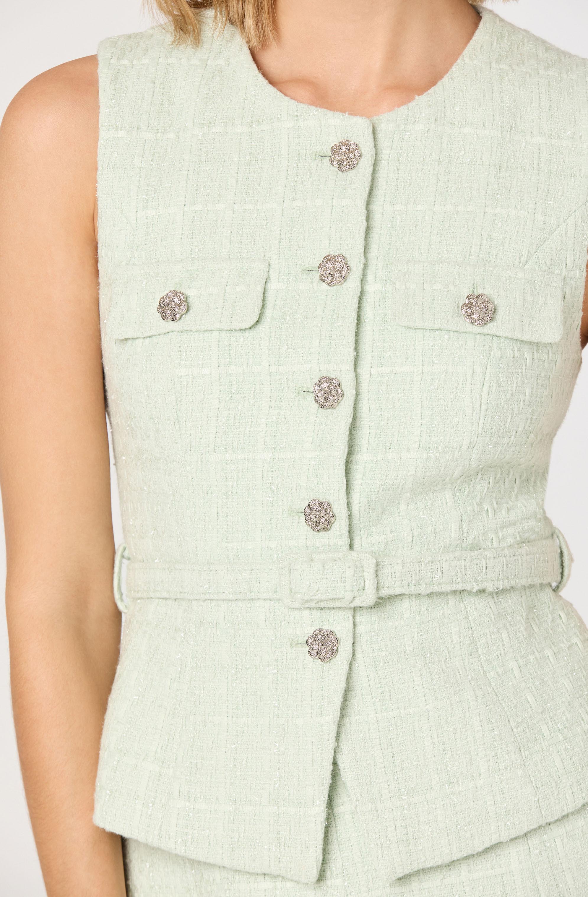 Kelson Sparkly Tweed Belted Vest