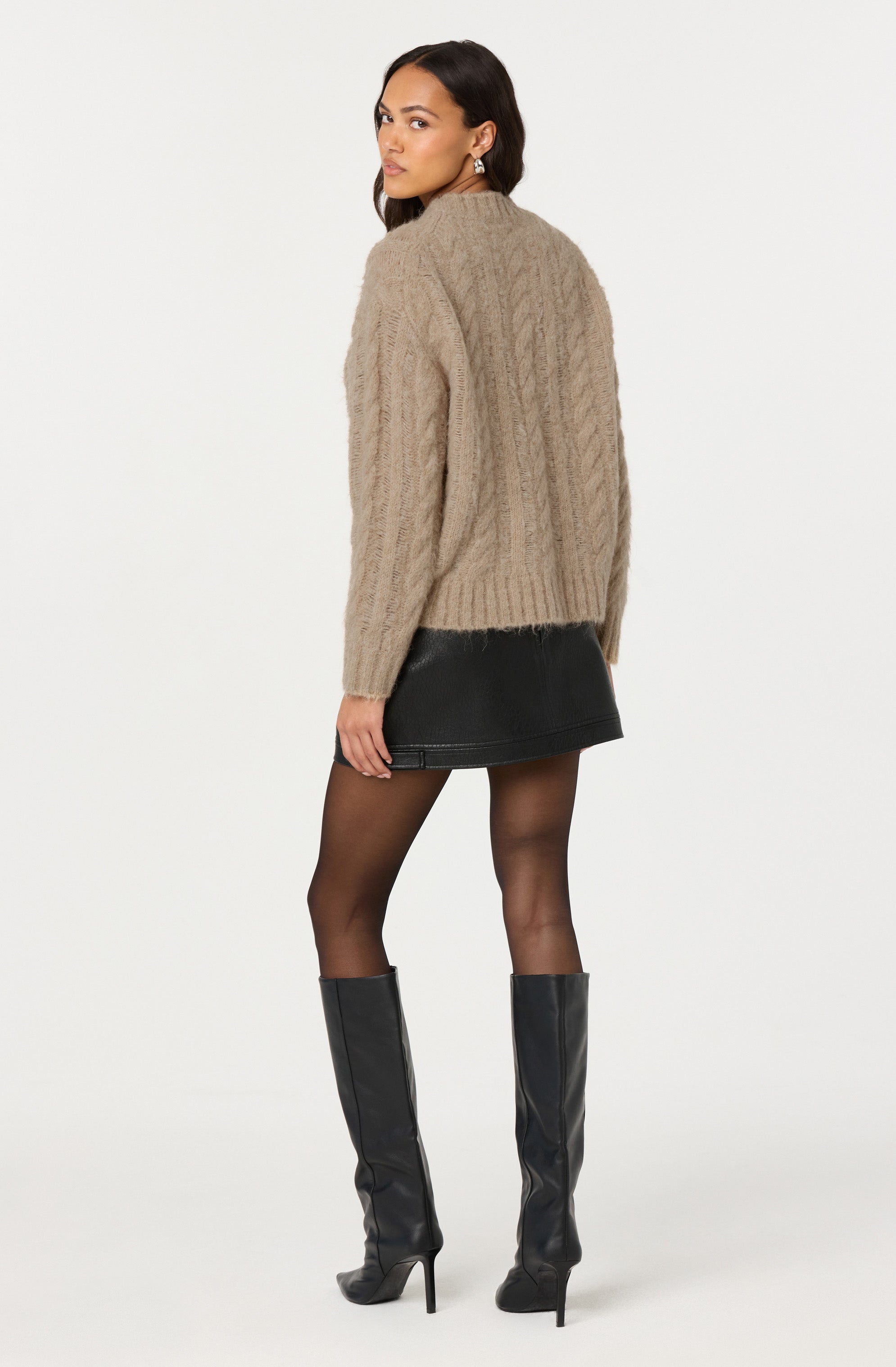 Violetta Cable Knit Crewneck Sweater