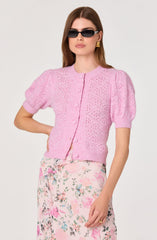 Kaydence Puff Sleeve Bobble Stitch Cardigan