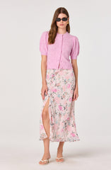 Kaydence Puff Sleeve Bobble Stitch Cardigan