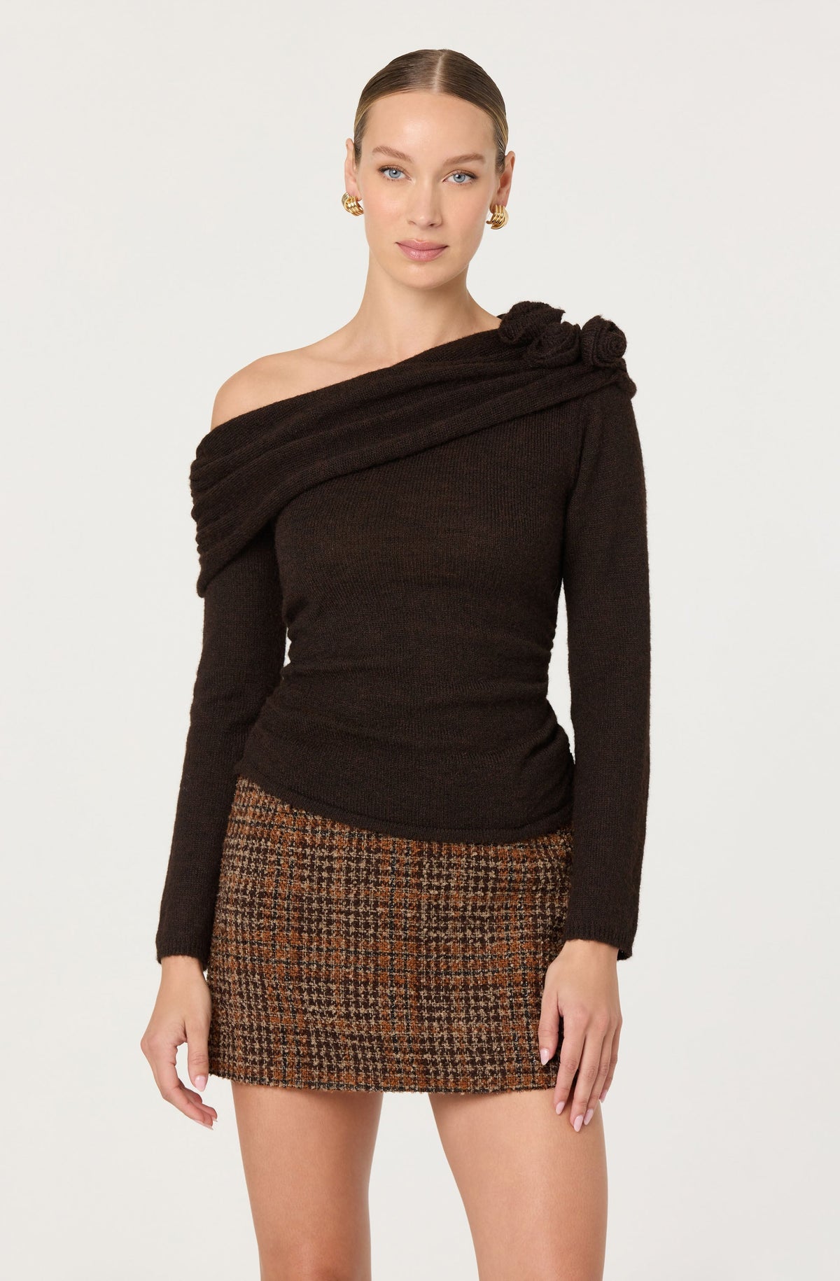 Fenia Off Shoulder Rosette Detail Sweater