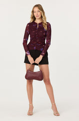 Yasmine Floral Mesh Ruched Top