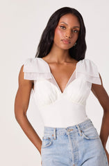 Maelie Tulle Bow-Detail Tank Bodysuit