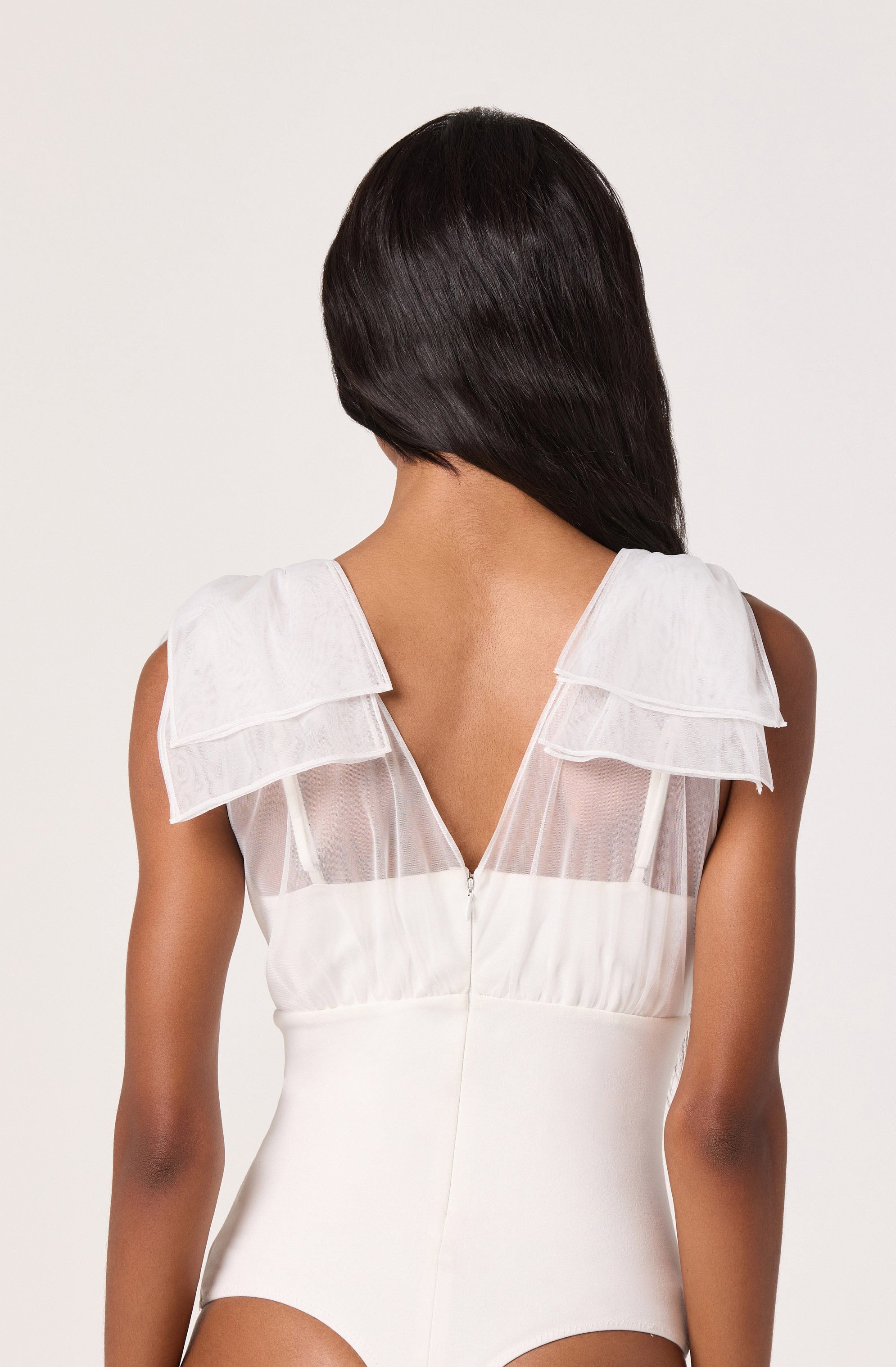 Maelie Tulle Bow-Detail Tank Bodysuit
