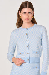 Marian Jeweled Button Plaid Cardigan