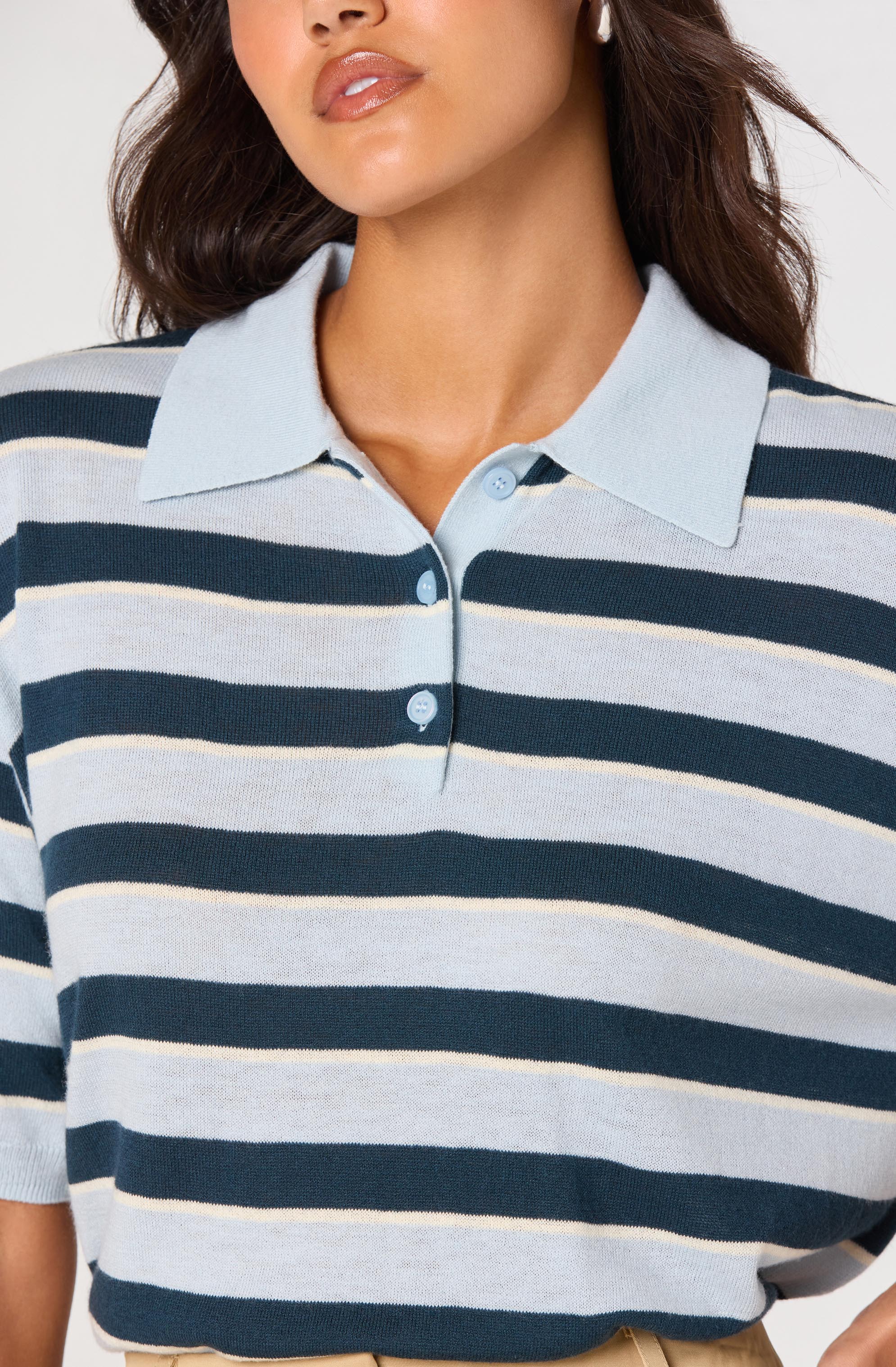 Scottie Striped Knit Polo Sweater