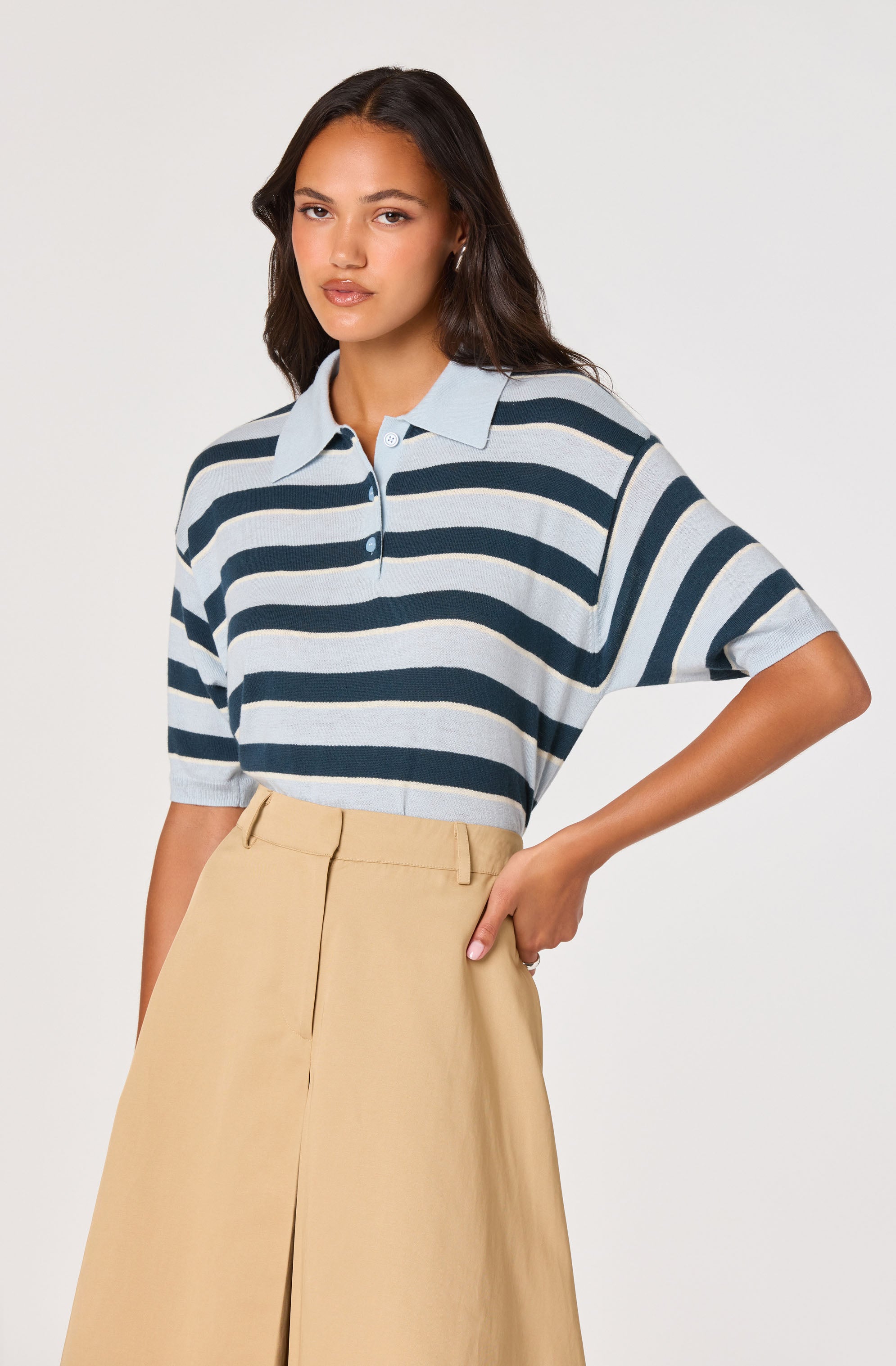 Scottie Striped Knit Polo Sweater